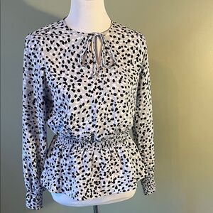 Alfani Black and White Patterned Blouse